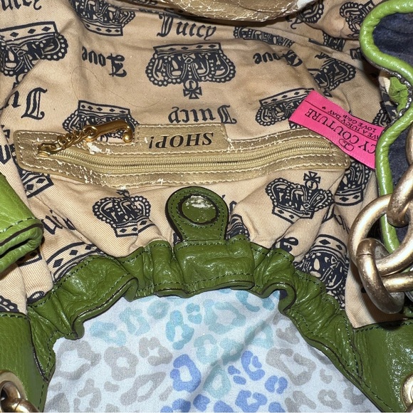 Vintage Green Blue Juicy Couture Bag Purse Handbag Satchel Velour Y2K - Picture 6 of 9